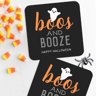 Boos and Booze Halloween Party Square Paper Coaster