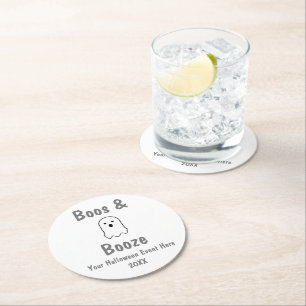 Boos and Booze Halloween Round Paper Coaster
