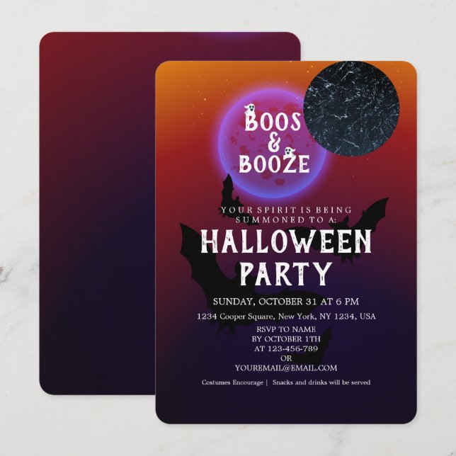 Boos and Booze Halloween Scary Party  Thank You Card (Front/Back)