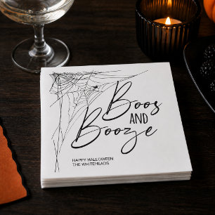 Boos and Booze Spiderweb Halloween Party Napkin