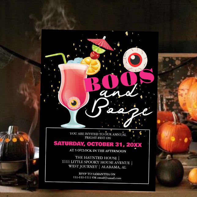 Boos and booze spooky Adult halloween party  Invit Invitation (Creator Uploaded)