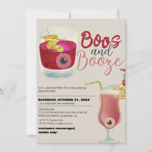 Boos and Booze Vintage Halloween Costume Party Invitation