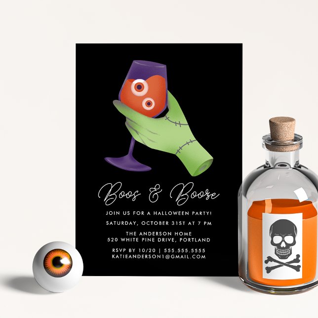 Boos and Booze Zombie Halloween Cocktail Party Invitation (Creator Uploaded)