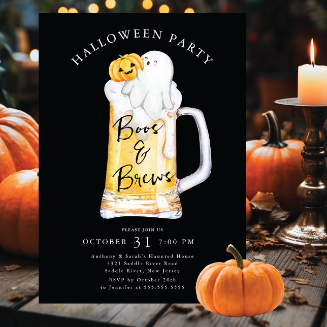 Boos and Brews Halloween Party Invitation (Creator Uploaded)
