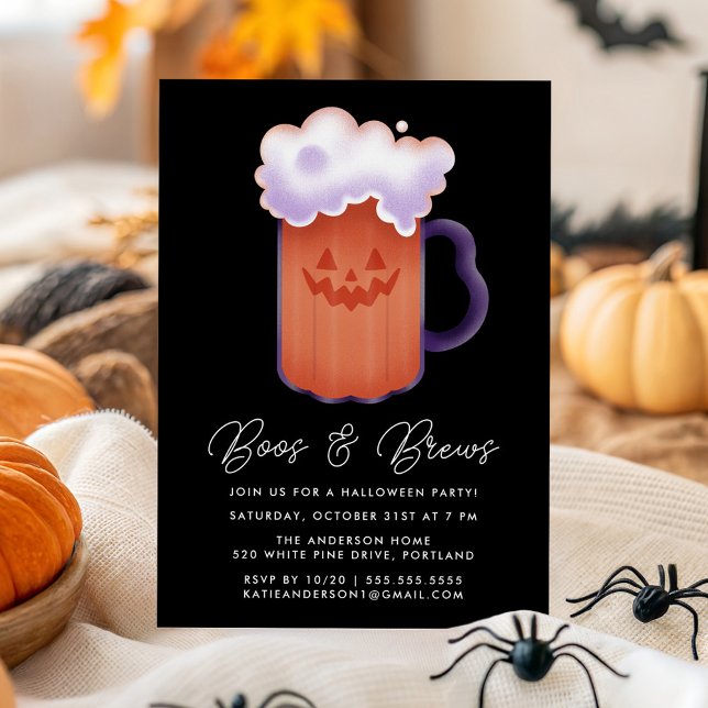 Boos and Brews Pumpkin Beer Halloween Party Invitation (Creator Uploaded)