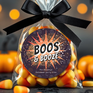 Boos & Booze Adult Halloween Favor Classic Round Sticker