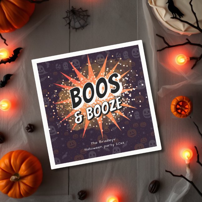 Boos & Booze Adult Halloween Invitation Napkin (Creator Uploaded)