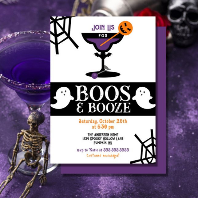 Boos & Booze Adult Halloween Party Invitation (Creator Uploaded)