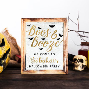 Boos & Booze Adult Halloween Party Welcome Sign