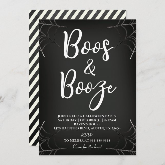 Boos & Booze Chalkboard Halloween Invitation (Front/Back)