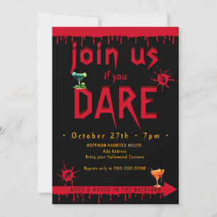 Boos & Booze Enter If You Dare Halloween Backdrop Invitation