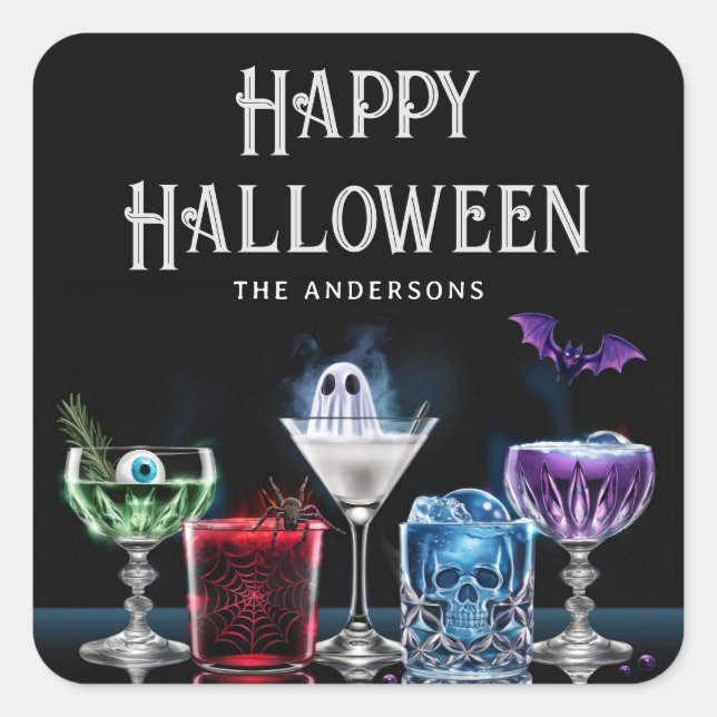 Boos & Booze Fancy Cocktail Custom Square Sticker (Front)