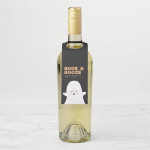 Boos & Booze Halloween Cute Ghost  Bottle Tag