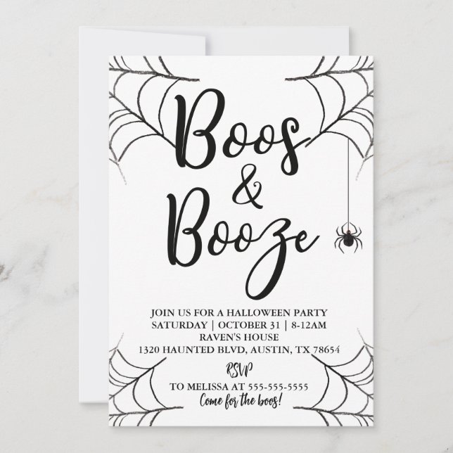 Boos & Booze Halloween Party Invitation (Front)