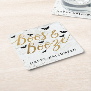 Boos & Booze Halloween Party Square Paper Coaster