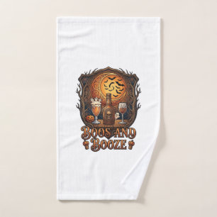Boos Booze Halloween Skull Bottle Beer Wine Bats M Hand Towel