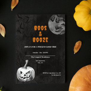 Boos & Booze Spooky Adult Halloween Party Invitation