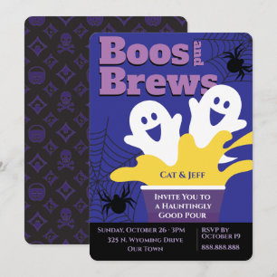 Boos & Brews, Spooky Beer Party, Halloween Adult Invitation