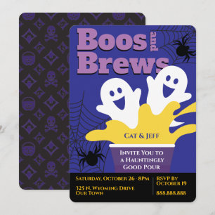 Boos & Brews, Spooky Beer Party, Halloween Adult Invitation
