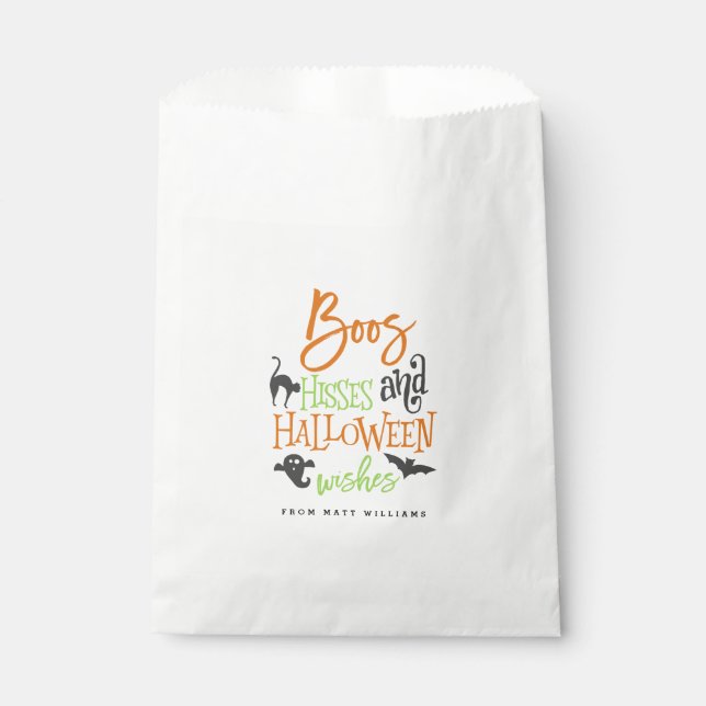 Boos Hisses and Halloween Wishes Favour Bag (Front)