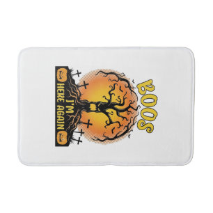 Boos Im Here Again Halloween Spooky Tree Pumpkins Bath Mat