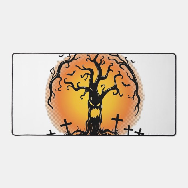 Boos Im Here Again Halloween Spooky Tree Pumpkins  Desk Mat (Front)