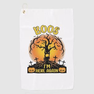 Boos Im Here Again Halloween Spooky Tree Pumpkins Golf Towel