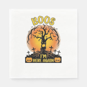 Boos Im Here Again Halloween Spooky Tree Pumpkins Napkin