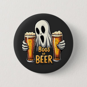 Boos Or Beer Funny Oktoberfest Halloween Ghost 6 Cm Round Badge
