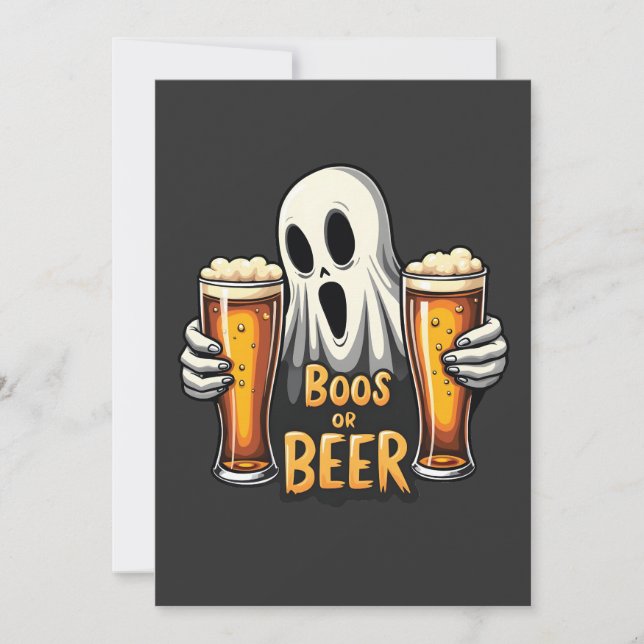Boos Or Beer Funny Oktoberfest Halloween Ghost  Invitation (Front)
