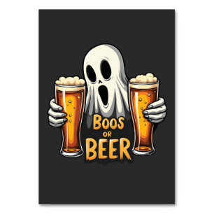 Boos Or Beer Funny Oktoberfest Halloween Ghost Table Number