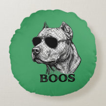 BOOS Pitbull with Sunglasses Ink Sketch Tattoo Des