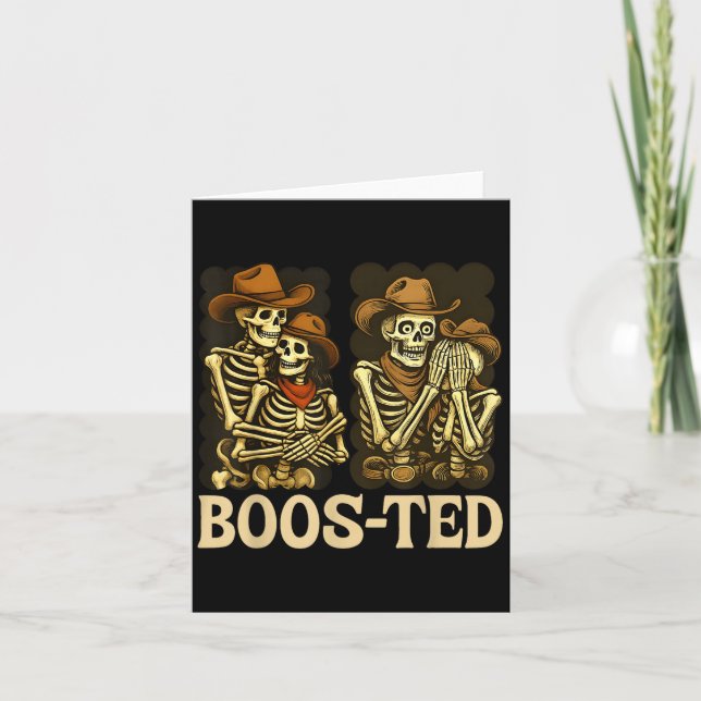 Boos-ted Skeleton Cowboy Funny Halloween Western  Card (Front)