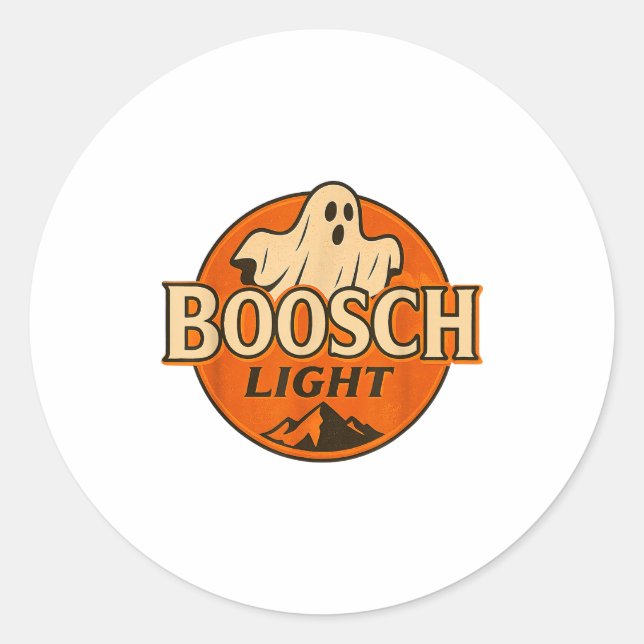 Boosch Light Funny Halloween Ghost Logo  Classic Round Sticker (Front)