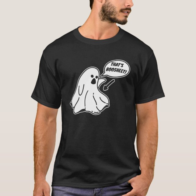 Boosheet Boo Sheet Ghost Fetch Spook Funny Hallowe T-Shirt (Front)