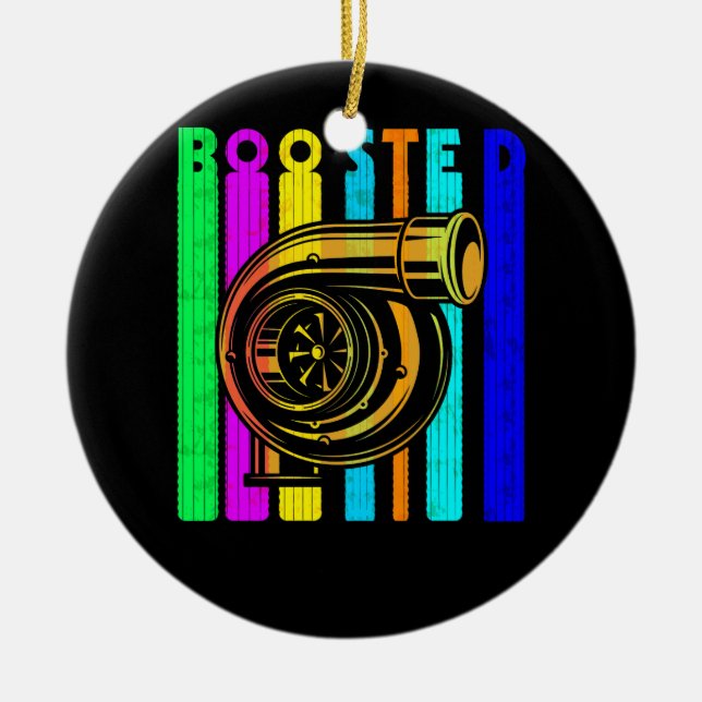 Boost Turbo Car Boosted Turbocharger Retro Race Ceramic Ornament (Front)