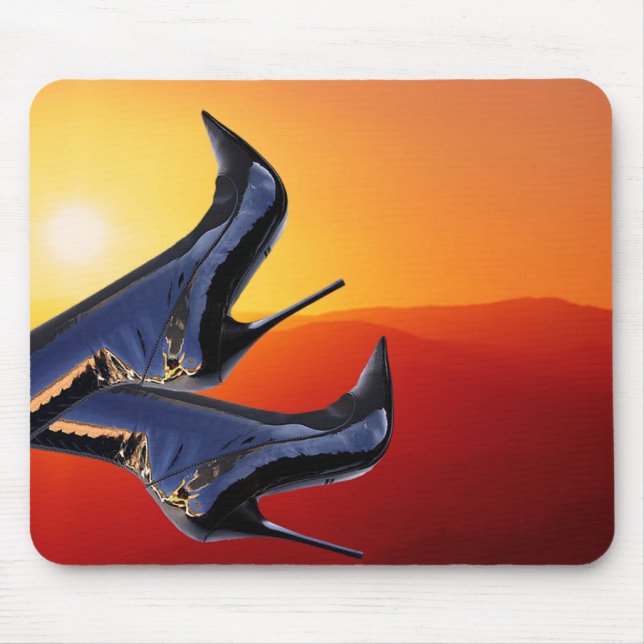 Boot Art with a Coloful Sunset Background Mouse Pad (Front)