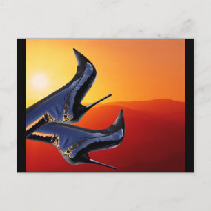 Boot Art with a Coloful Sunset Background Postcard