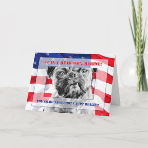 Boot Camp Graduate Funny Grumpy Pug Dog  Card