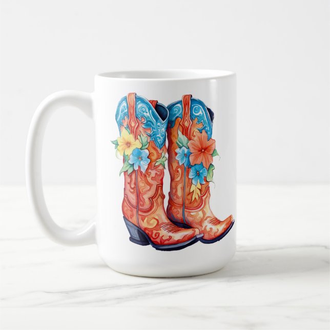 Boot Floral Design 15 oz Classic Mug (Left)