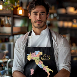 "Boot Roots" Map of Italy Black Apron