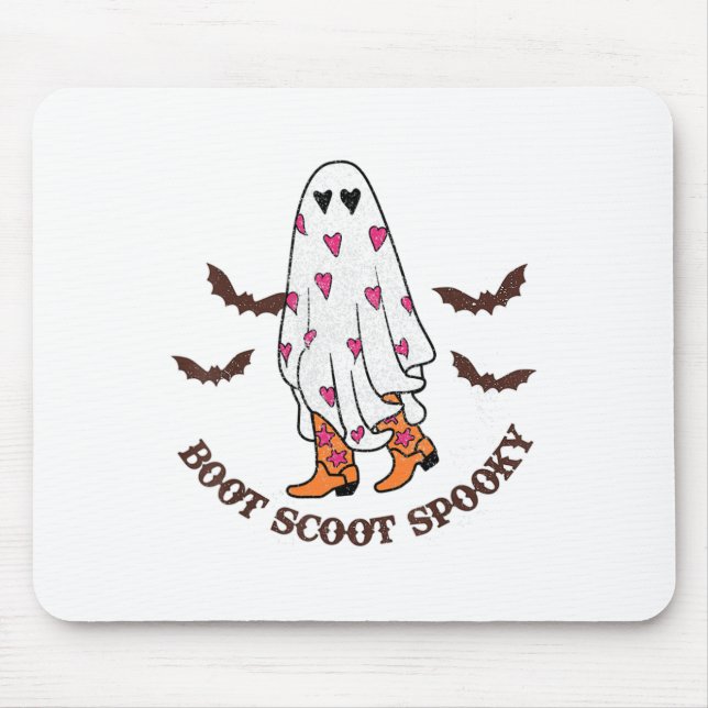 Boot Scoot Spooky Cowboy Ghost Groovy Retro Hallow Mouse Pad (Front)