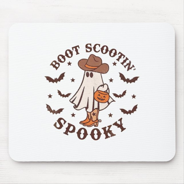 Boot Scoot Spooky Groovy Halloween Western Cowhide Mouse Pad (Front)