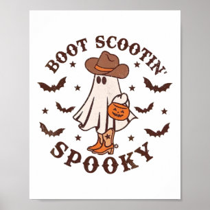 Boot Scoot Spooky Groovy Halloween Western Cowhide Poster