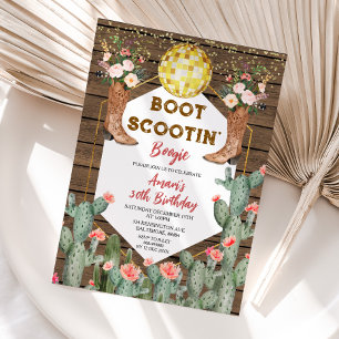 Boot Scootin' Boogie Disco Cowgirl 30th Birthday Invitation