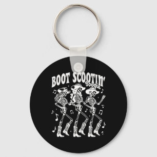 Boot Scootin' Boogie Retro Western Skeleton Dancin Key Ring