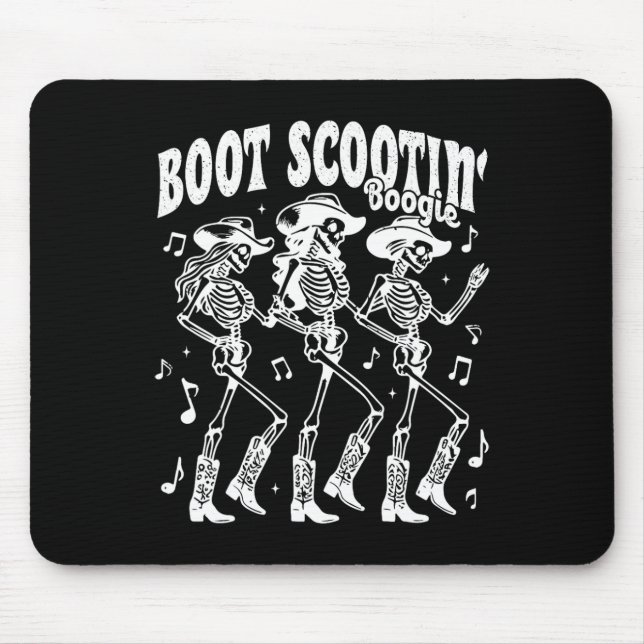 Boot Scootin' Boogie Retro Western Skeleton Dancin Mouse Pad (Front)