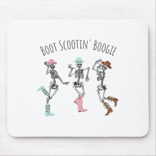 Boot Scootin Boogie Skeletons Dancing Western Hall Mouse Pad