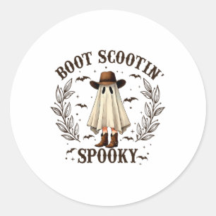 Boot Scootin Spooky Western Halloween Cute Ghost C Classic Round Sticker