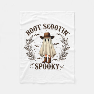 Boot Scootin Spooky Western Halloween Cute Ghost C Fleece Blanket